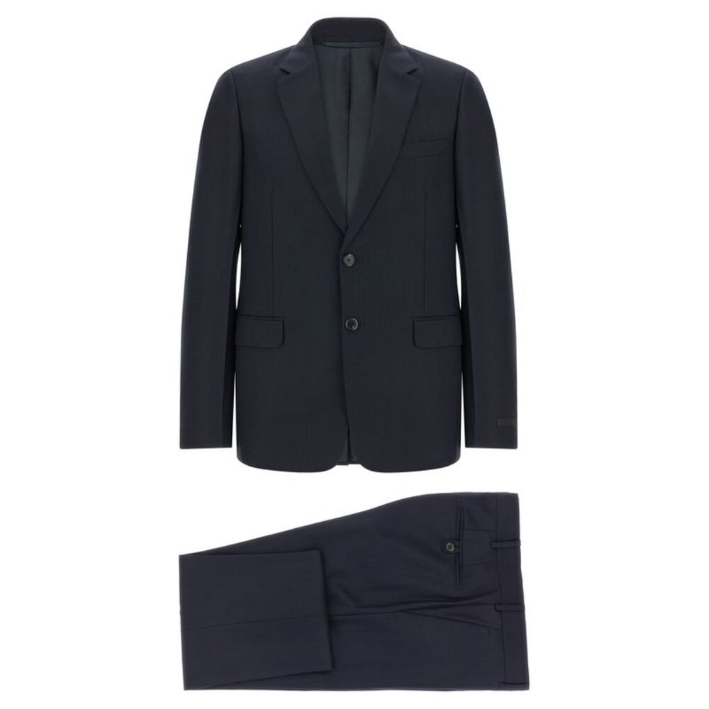 Prada Blue Virgin Wool Two-Piece Men's Suit
